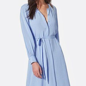 Joie Women's Jeanee Dress Sunset Blue With Belt Size XS Striped Midi - NEW